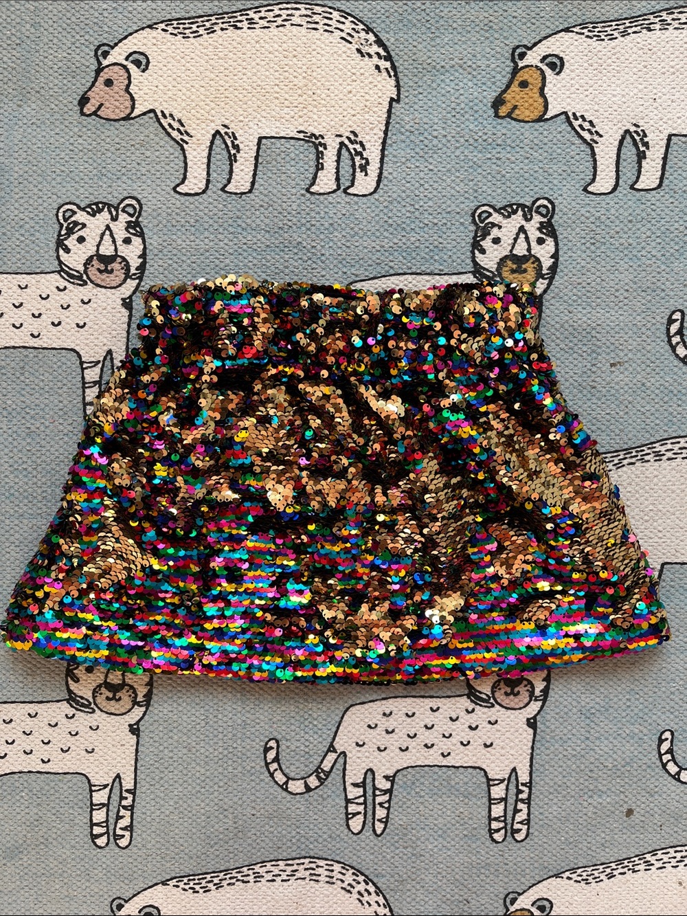 Zara Girl Gold & Multicolor Sequin Mini Skirt